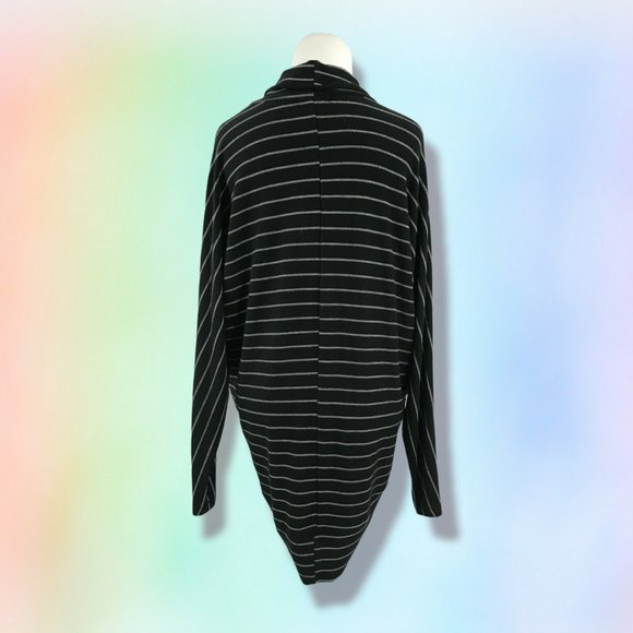 Tart size Small black striped batwing oversized Open cardigan sweater Shell - Picture 2 of 8
